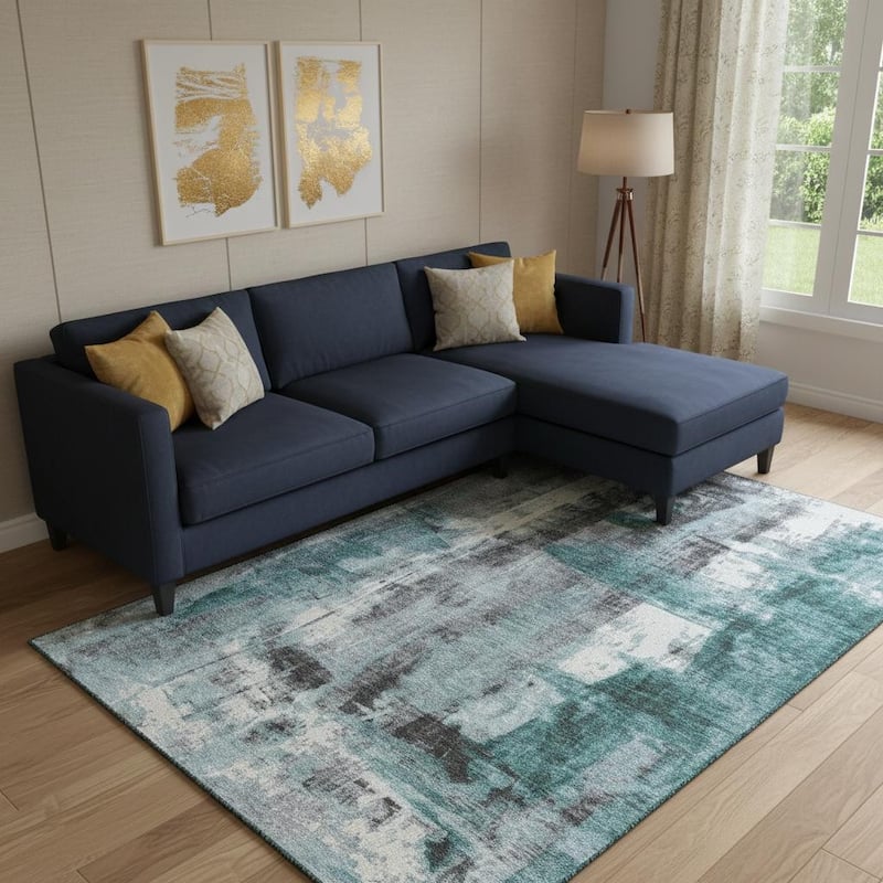 HomeRoots Abstract Transitional Rectangle Area Rug - 8' X 10' - 8' X 10'