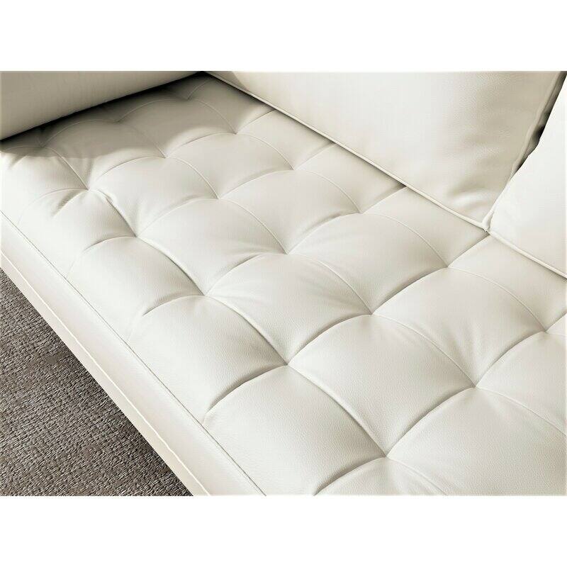 59" Mid-Century Square Arm Leather Loveseat