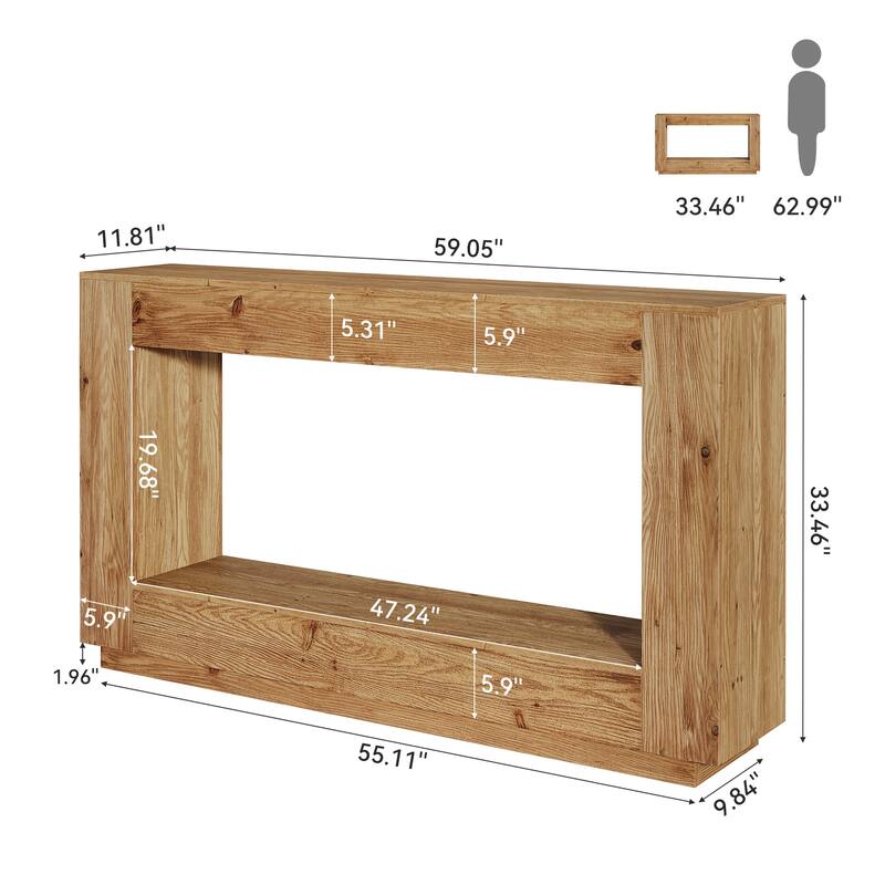 59 Inch Solid Wood Console Tables for Entryway, RectangularSofa Table Behind the Couch, Farmhouse Style