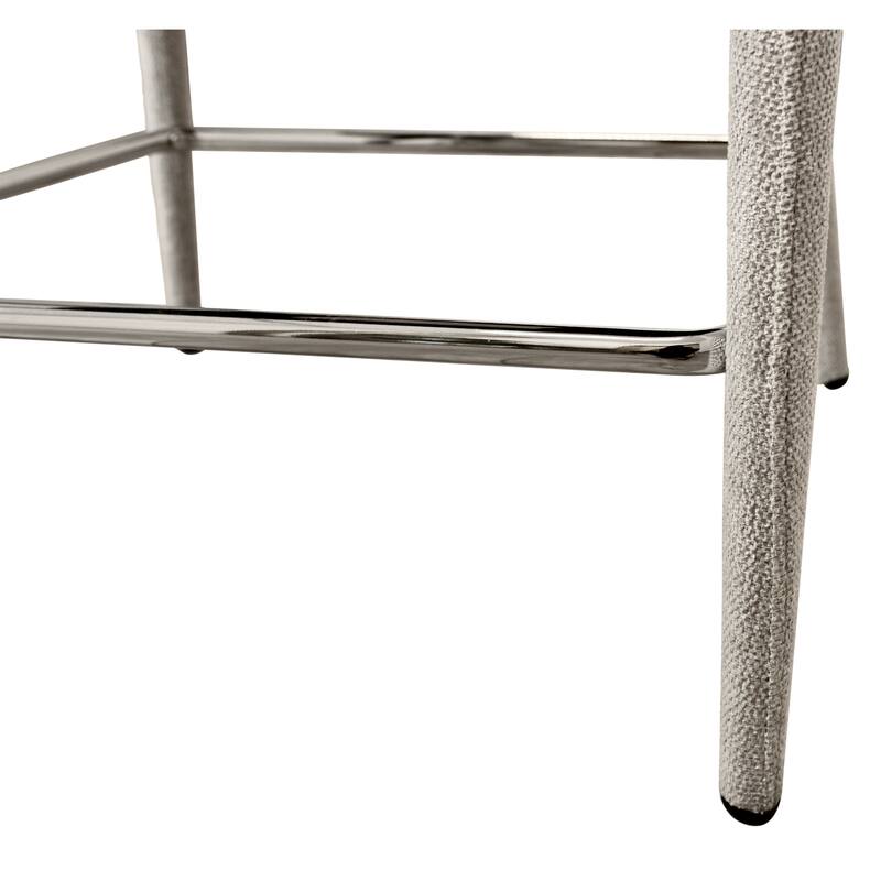 HomeRoots 25" Ivory Metal and Fabric Low Back Counter Height Bar Chair