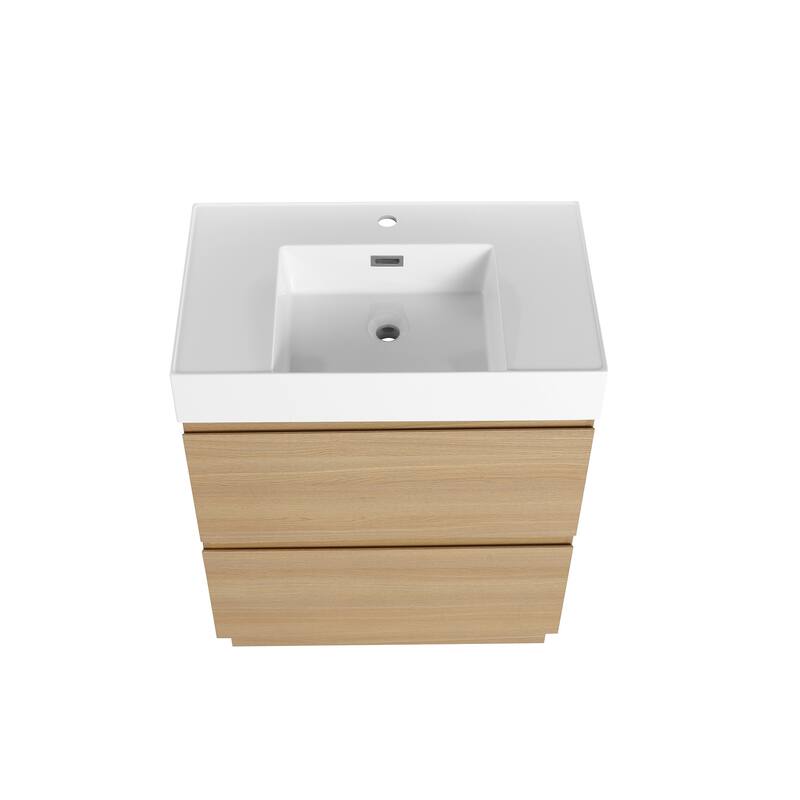 30 in. W x 18 in. D x 35 in. H Single Sink Freestanding Bath Vanity with White Resin Top