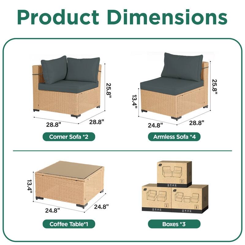 UPHA 7-Piece Wicker Outdoor Seating Group with Cushions