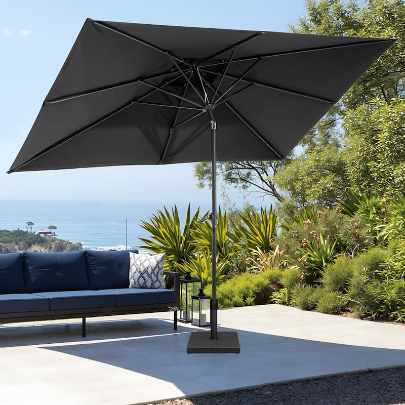 Pellebant Outdoor Patio 10 X 6.5 FT Double Top Market Umbrella with Base