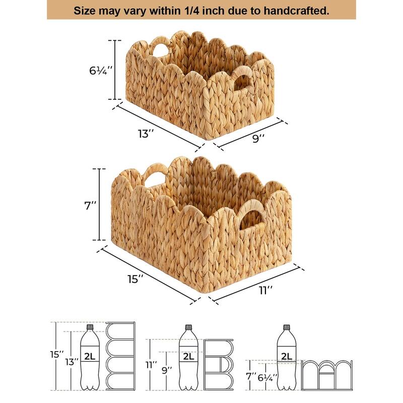 StorageWorks 2-pack Scalloped Edge Wicker Storage Baskets with Built-in Handles