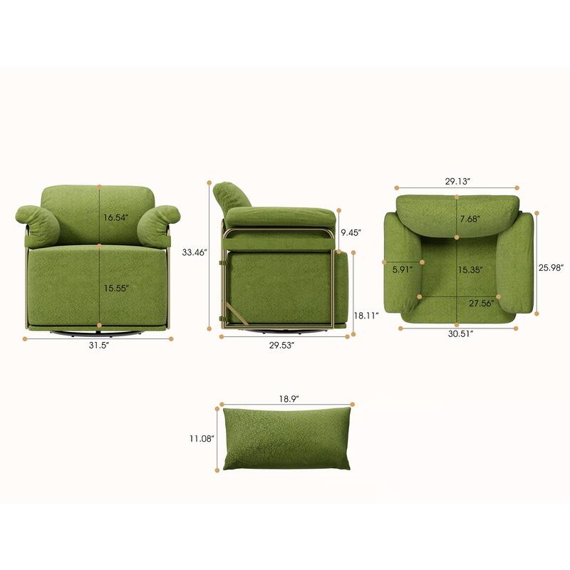 360 Degree Swivel Accent Sofa Chair Lounge Wide Upholstered Reading Chair