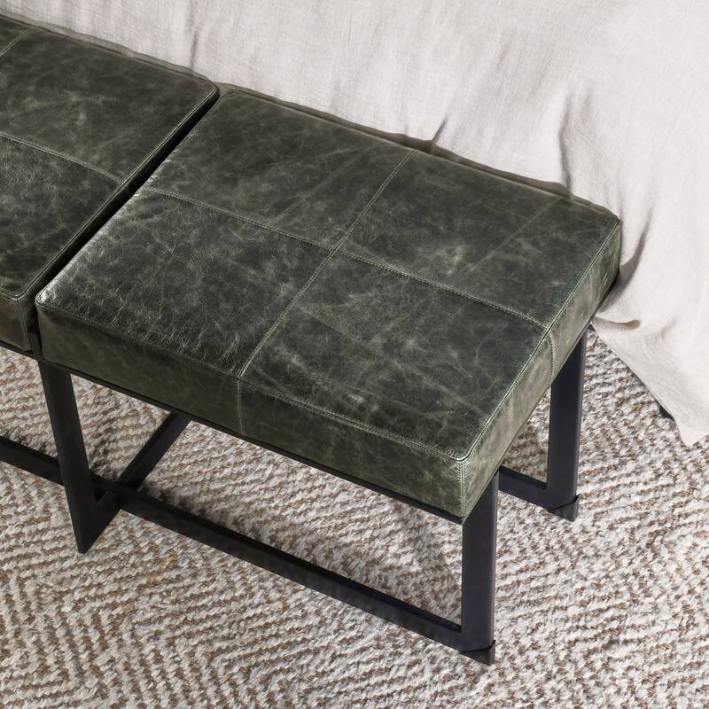 Classic Home Calvin Leather Narrow Bench - 62Wx16Dx18H