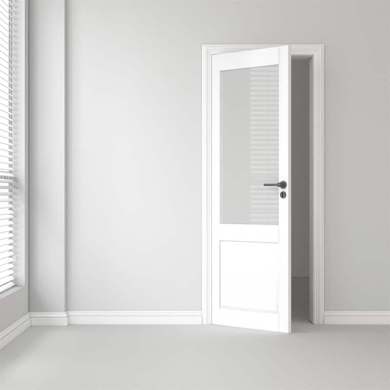 32 X 80 X 5 inch Frosted Glass Slab Door Interior Doors Solid Wood French Door - White