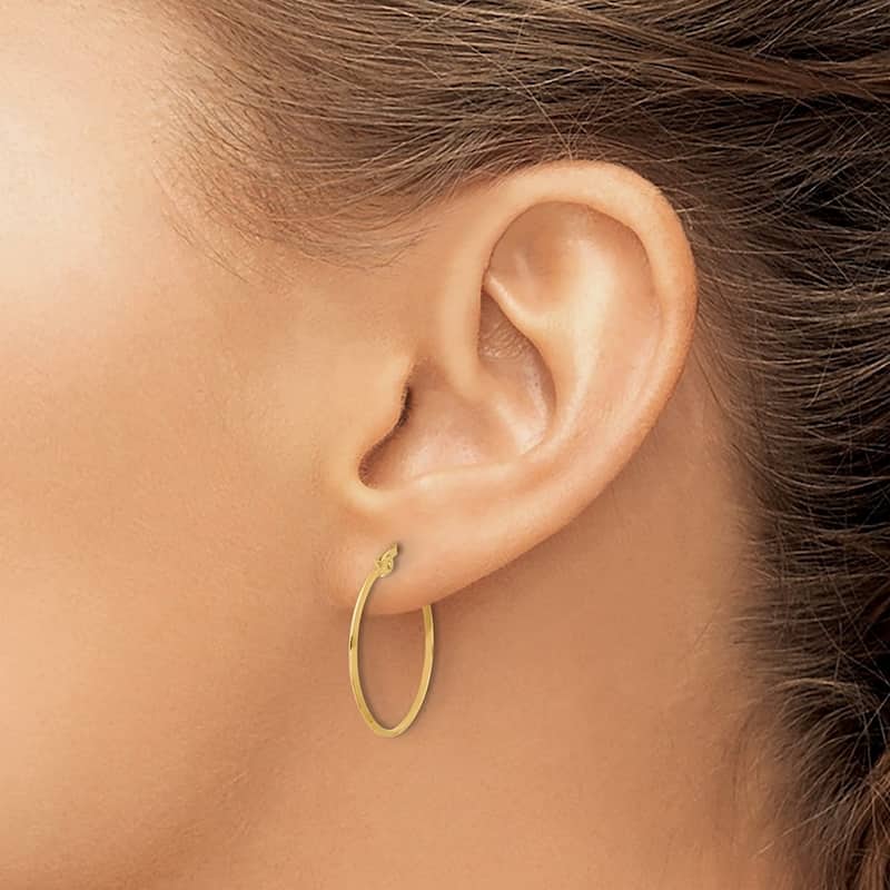 Curata 14k Yellow Gold Polished Knife Edge Hoop Earrings - 23.25x21.75mm
