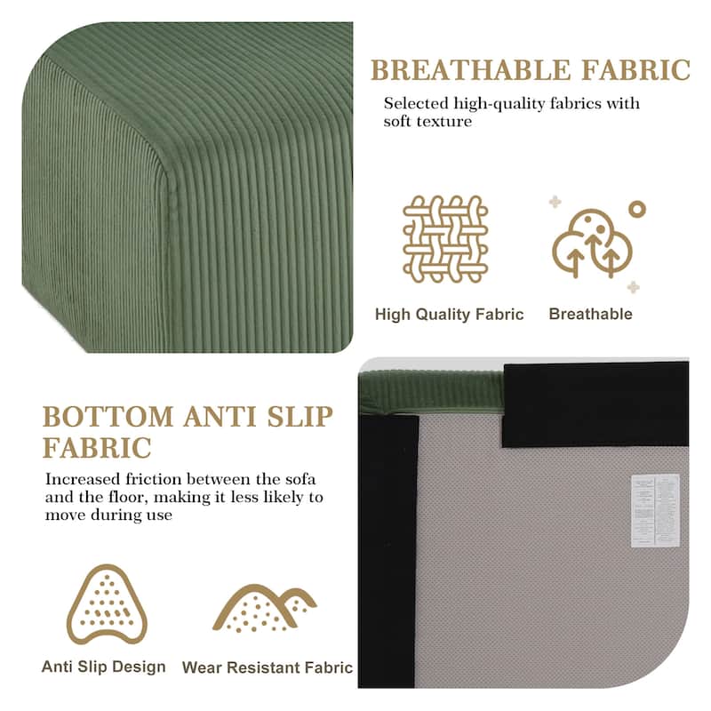 Corduroy Upholstered Modular Sectional Sofa with Ottoman