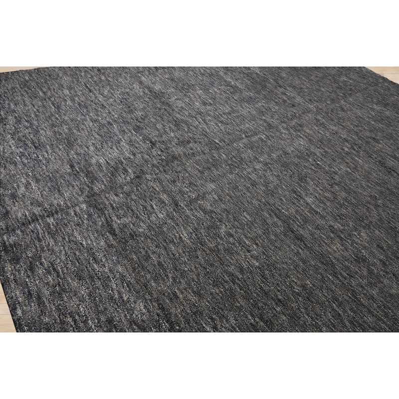 10x14 Tibetano Hand Knotted Wool & Bamboo Silk Grey Tibetan Modern Plush Pile Rug - 10' x 14'