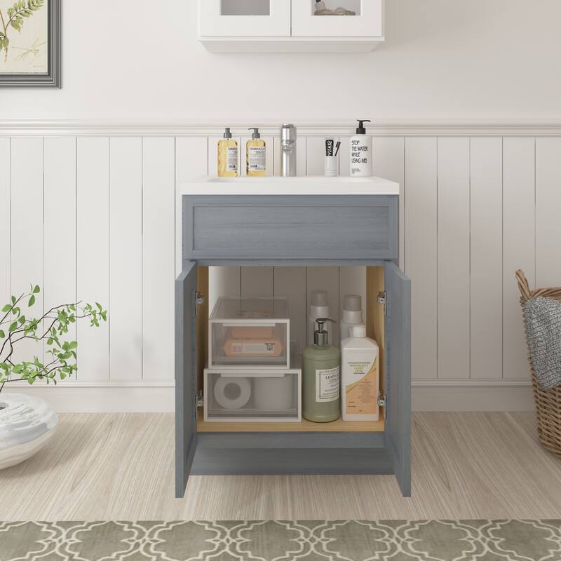 Vanity Art 24" Freestanding Single Base Storage Cabinet with Soft Close Doors