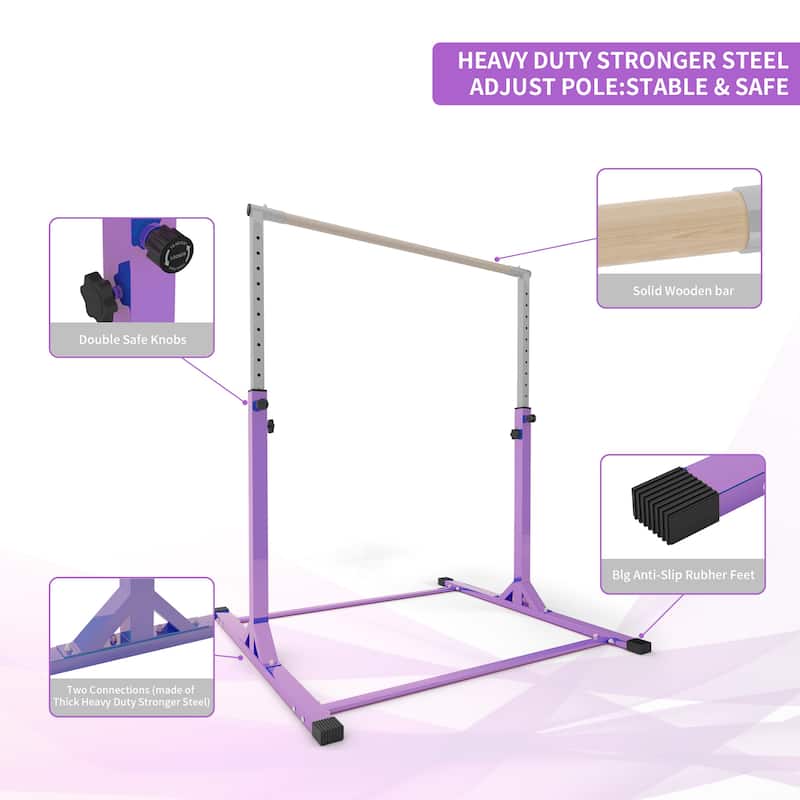 Zenova Gymnastics Bar Gymnastic Horizontal Kip Bar for Kids Age 3-15 Home Gym Indoor Equipment
