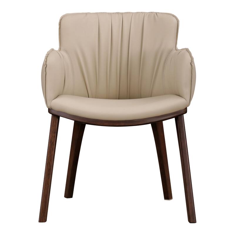 Furniture of America Abigail IV Mid-Century Modern Solid Wood Beige Upholstered Dining Chairs (Set of 2)