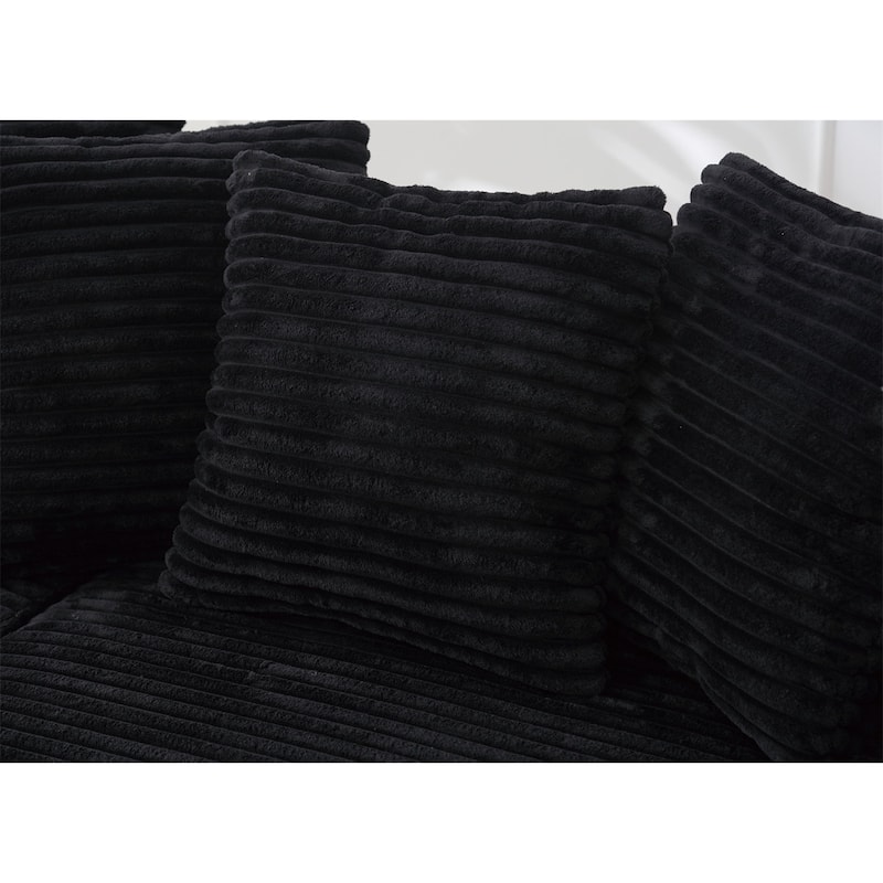 2-Piece Couches, Corduroy L-Shaped Sofa Chaise with 8 Throw Pillows
