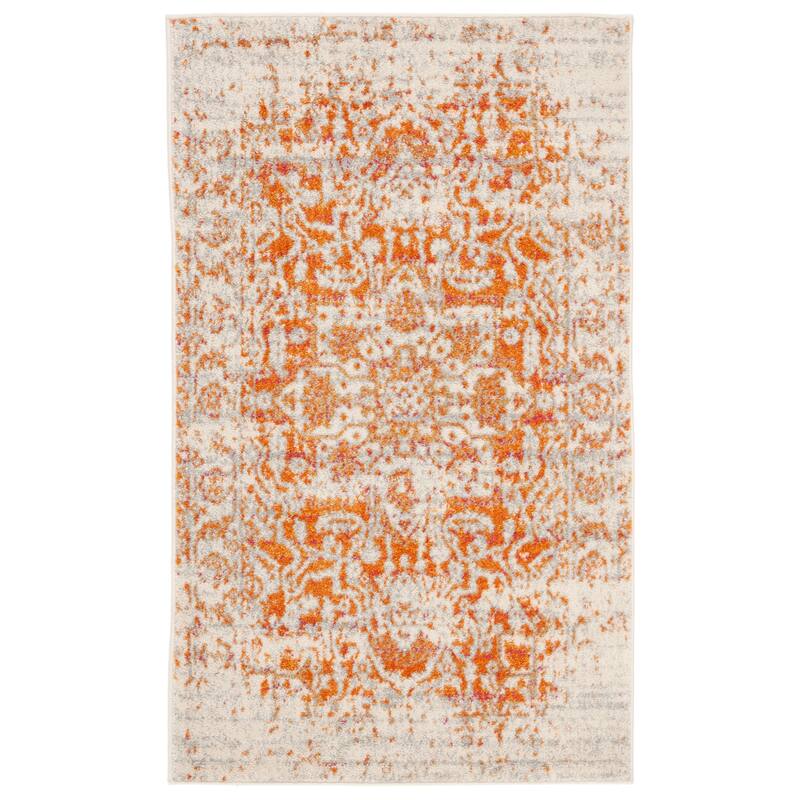 SAFAVIEH Madison Snowflake Medallion Rustic Farmhouse Distressed Rug - 3' x 5' - Orange/Ivory - Rectangle