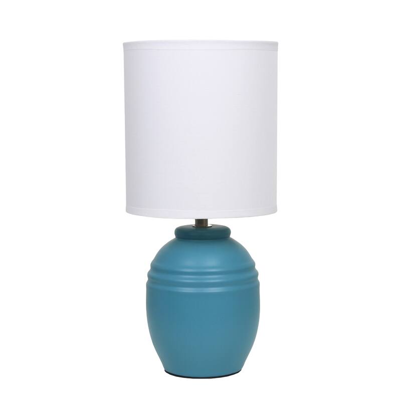 Mini Classic Jar Ceramic Table Lamp with White Drum Shade - 19.5" - Teal Blue