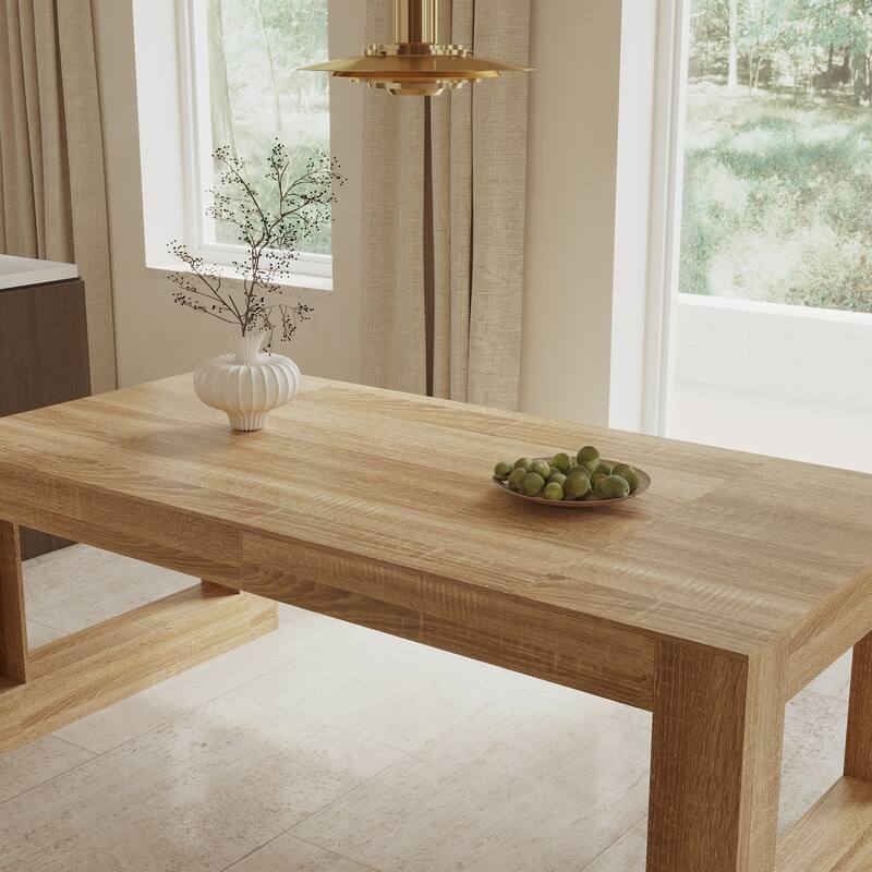 Rectangular Coffee Table Wooden Dining Table with Bottom Storage