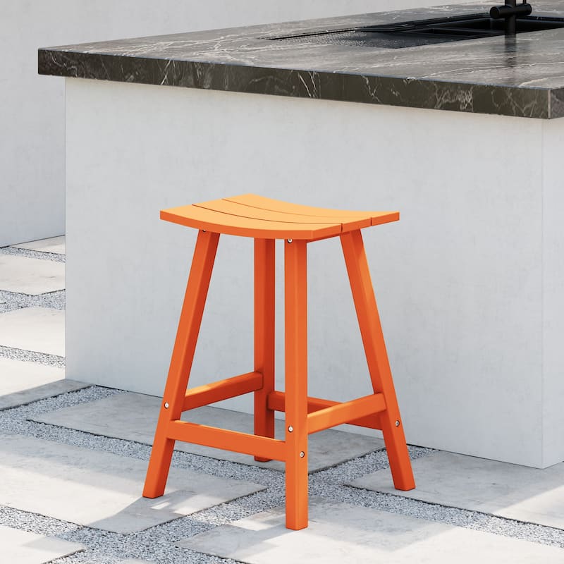 Laguna Hdpe All Weather Outdoor Patio 24" Saddle Seat Counter Stool
