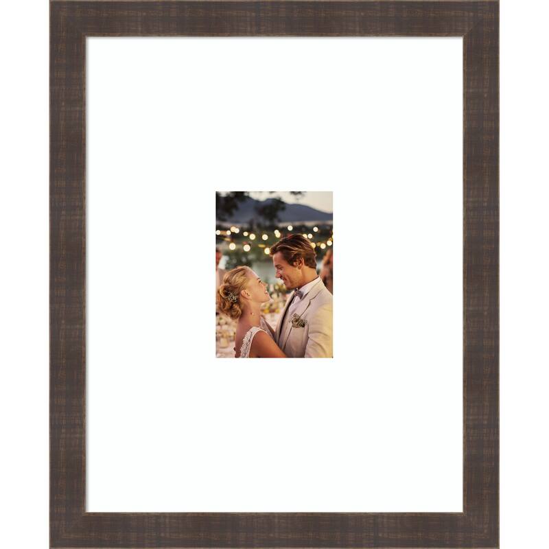 Whiskey Brown Rustic Framed Picture Frame, Photo Frame - 16x20 Matted to 5x7