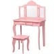 preview thumbnail 6 of 5, Kids Vanity Table and Stool Set Princess Makeup Dressing Table Pink