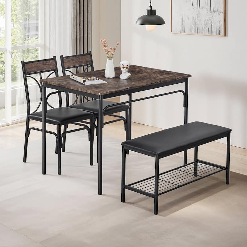 Javlergo Dining Table Set for 4 Kitchen Table with Upholstered Bench and 2 Chairs Kitchen Table and Chairs Set