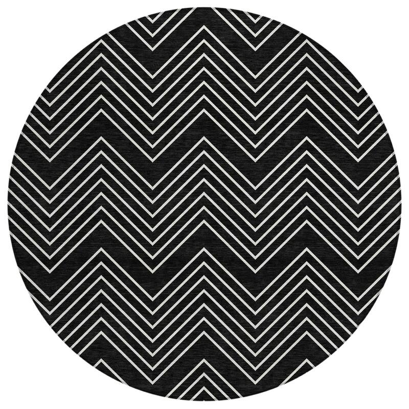 Machine Washable Indoor/ Outdoor Modern Chevron Chantille Rug