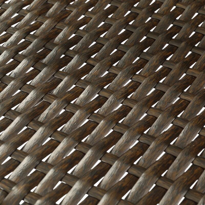 Wicker Rattan Side Table With Built-in Glass - 19.68'' H X 19.68'' D X 19.68'' W