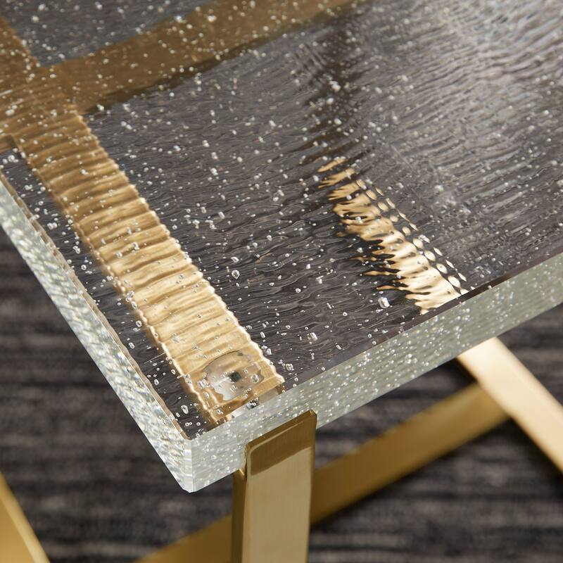 Vardo Stainless Steel Cast Glass Top Table by iNSPIRE Q Modern