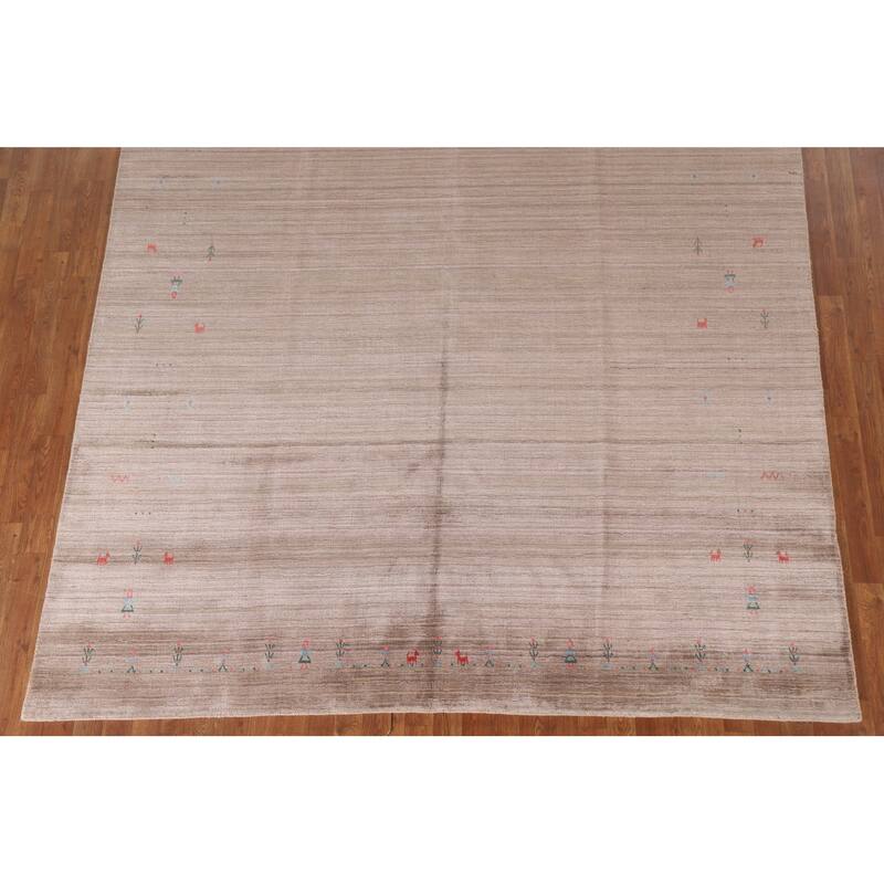 Modern Gabbeh Rug Hand-Knotted Tribal Wool Carpet - 7'11"x 9'7"