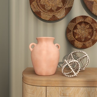 Orange Ceramic Terracotta Jug Decorative Vase with Handles Bed Bath