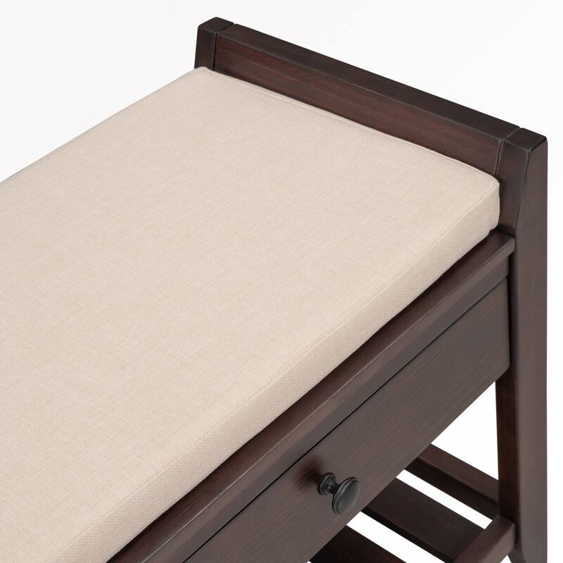 43" Entryway Storage Bench Shoe Rack with Cushioned Seat and Drawers