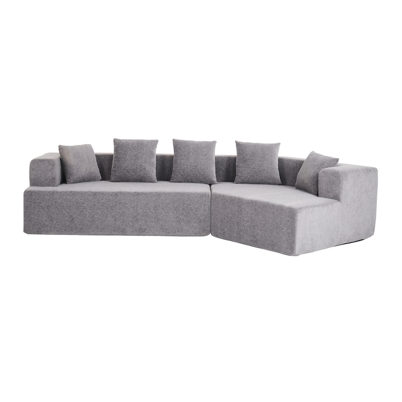 Grey Polyester Memory Foam Couch, No Assembly, Deep Seat, Modern Sofa