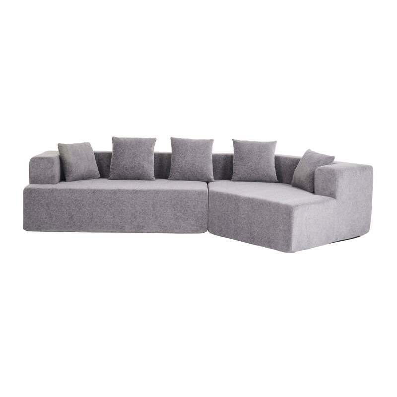 Special Shape Sleeper Sofa Chenille Floor Couch Deep Seat Recliner