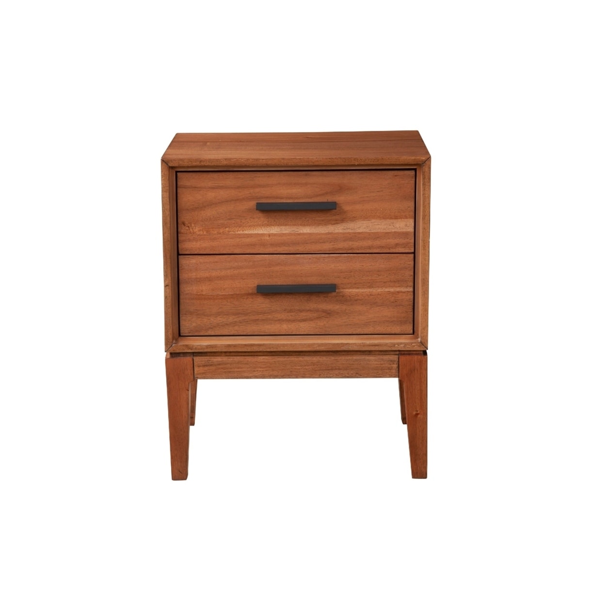 Wooden Nightstand with Two Drawers, Cherry Brown- Saltoro Sherpi 