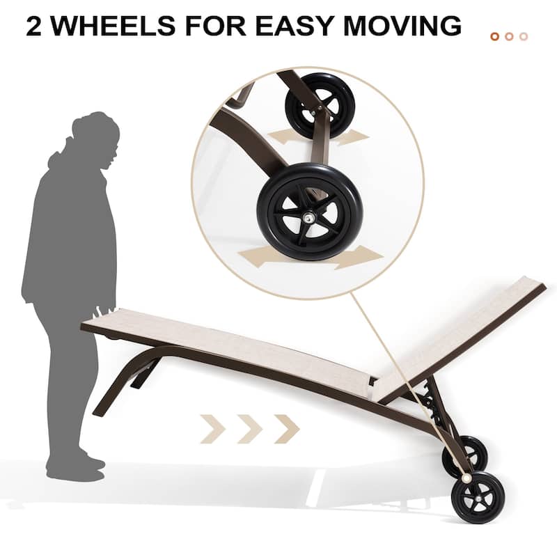 Crestlive Outdoor Adjustable Chaise Lounge Chairs with Wheels - See the Picture