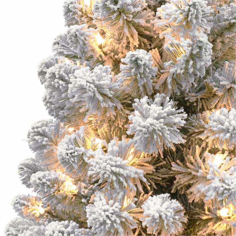 Puleo International 4 ft. Pre-Lit Flocked Virginia Pine Artificial Tree
