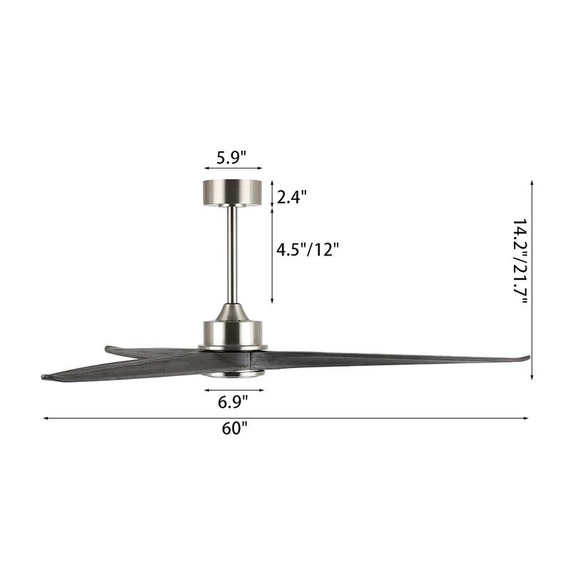 WINGBO 60" Solid Wood DC Motor Indoor Ceiling Fan with Remote Control