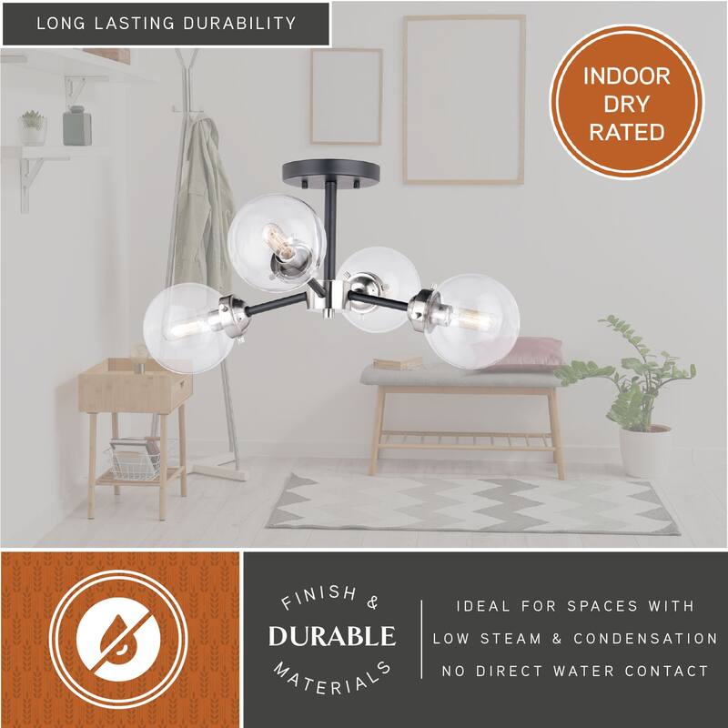 Orbit Nickel and Bronze Sputnik Semi Flush Mount Ceiling Light