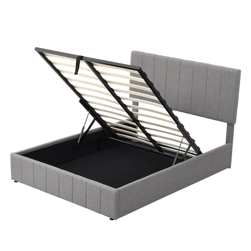 Merax Upholstered Platform Bed with a Hydraulic Storage System