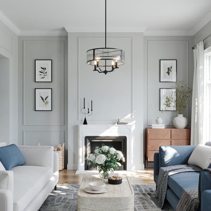 Acroma - 4 Light Steel & Glass Dimmable Drum Chandelier - N/A