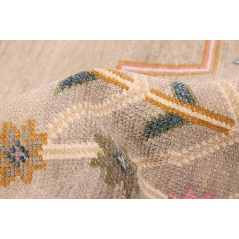 ECARPETGALLERY Hand-knotted Modern Oushak Light Grey Wool Rug - 7'11 x 9'10