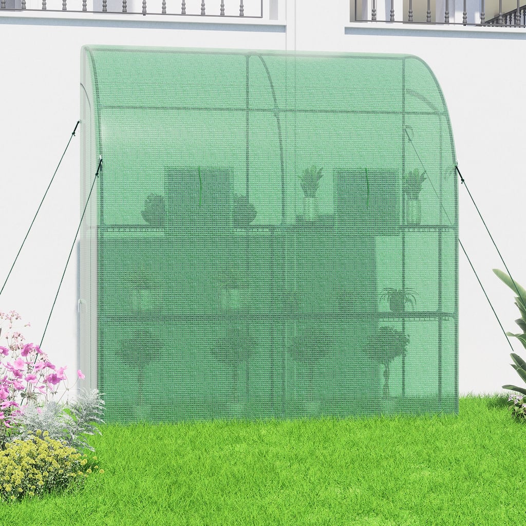 Aoodor 7x3x7 FT Portable Walk-in Greenhouse with Shelves, Steel Frame with PE Cover, Anchor and Ropes