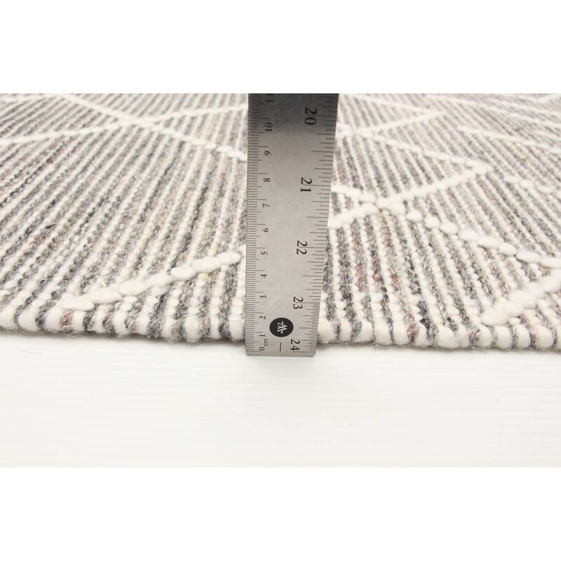 ECARPETGALLERY Braid weave Sienna Grey Wool Rug - 5'3 x 7'8