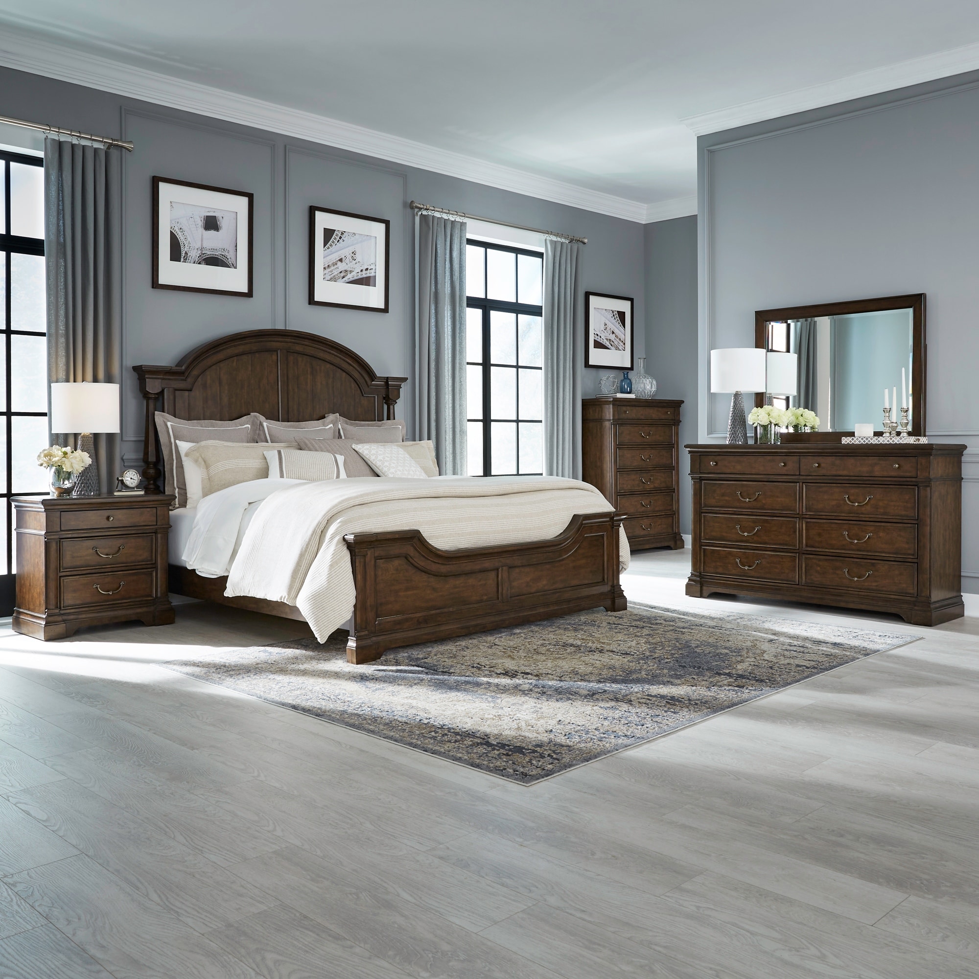 Liberty Furniture Arden Road Poster Bed Bedroom Sets with Dresser & Mirror, Chest, Nightstand - King or Queen