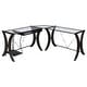 preview thumbnail 3 of 8, Monterey 67-inch Glass Top L-Shape Computer Desk Cappuccino