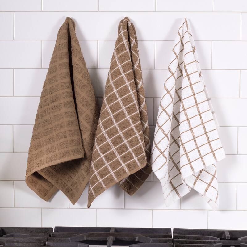 RITZ Cotton Terry Check Kitchen Towels (Set of 3)