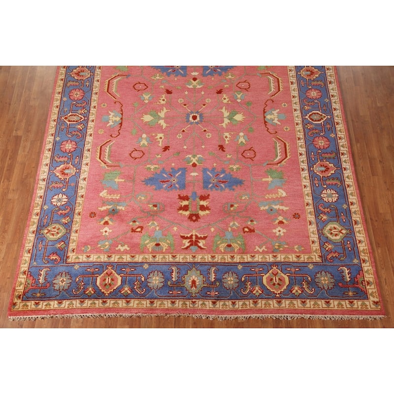 Transitional Floral Oushak Area Rug Handmade Wool Carpet - 8'11"x 11'11"