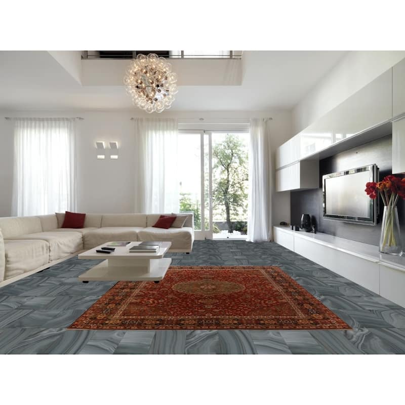 Floral Medallion Kashan Oriental Area Rug Hand-Knotted Wool Carpet - 9'0"x 11'10"