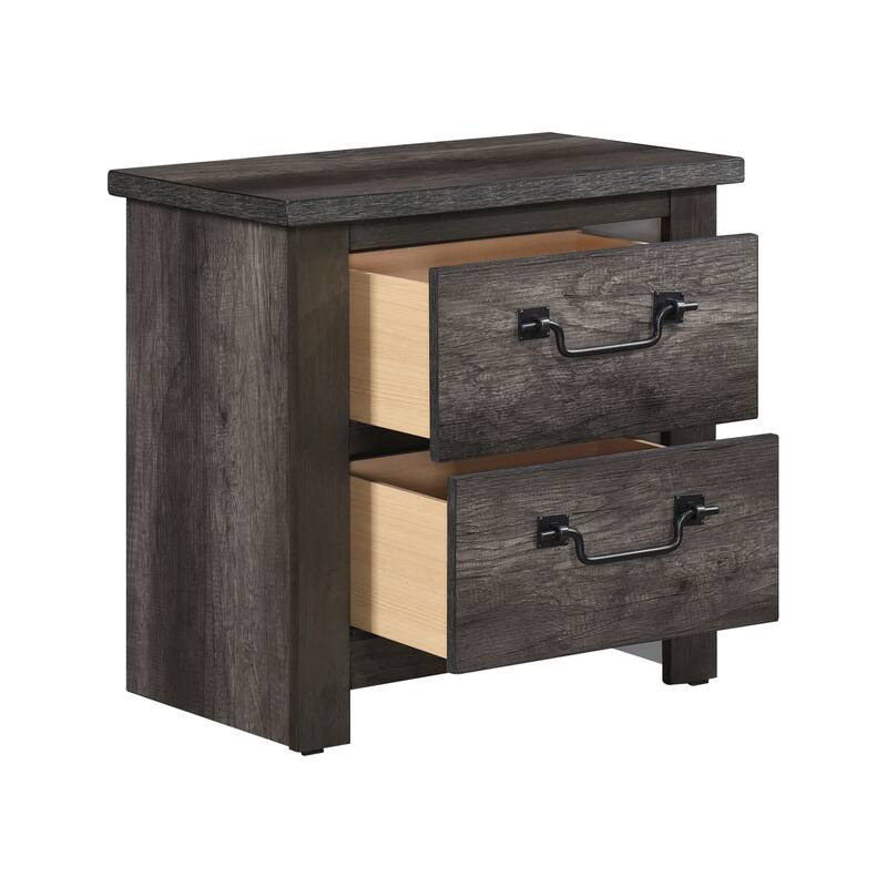 2-Drawers Storage Nightstand 1pc Wooden Furniture Traditional Design Bedside Cabinet - Grey