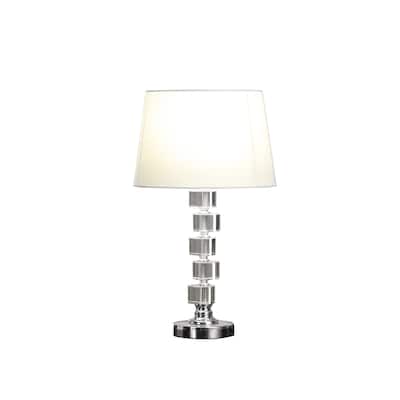 20" Silver Crystal Stacked Geo Cubes Table Lamp With White Classic Empire Shade - 12" x 12" x 20"